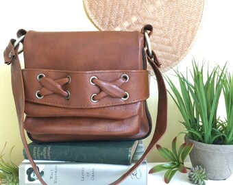 Boho Brown Leather Handbag, Shoulder Bag, Vintage Handbag, Purse