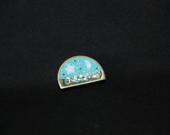 Alpaca Moon & Stars pill box - vintage mother of pearl snuff box - trinket jewelry box - abalone mexico silver mother of pearl accessories