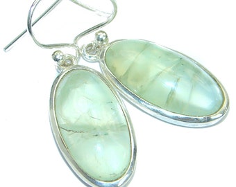 Moss Prehnite, Sterling Silver Earrings - weight 5.60g - dim L- 1 1 2, W - 5 8, T- 1 4 inch - code 19-mar-18-11