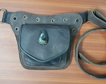Leather Utility Belt Rugged Hunter Leather - Multipocket Hip Belt Bag