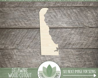 Delaware, Unfinished Wood Delaware Laser Cut Shape, DIY Craft Supply, Many Size Options