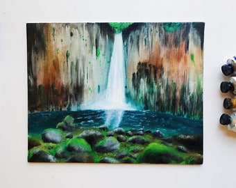 Waterfall Original Oil Painting on 8"x10" canvas panel