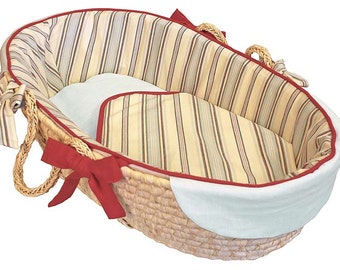 Stellar Stripes Baby Moses Basket - Tailored Trim