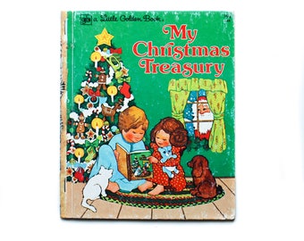 A Christmas Treasury Compiled by Gale Wiersum Illustrated by Sylvia Emrich A little Golden Book 1976 Golden Press Vintage Christmas