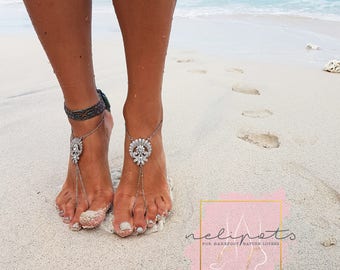 Rhinestone Anklet,Bridal Swarovski Crystal Barefoot Sandals,Boho Slave Anklet,Foot jewelry,Ankle Bracelet,Destination Wedding,ULA design