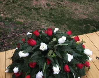 Cemetery Flowers, Memorial Flowers, Grave Flowers, Headstone Flowers, Cemetery Saddle Headstone Saddle Grave Decoration Cemetery Arrangement
