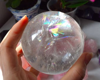 LARGE Rainbow Quartz Crystal Sphere, Genuine NATURAL Crystal, Healing Crystal Ball, Rainbow Crystals for Love and Positive Energy