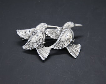 double humming bird barrette. 50 mm french clip