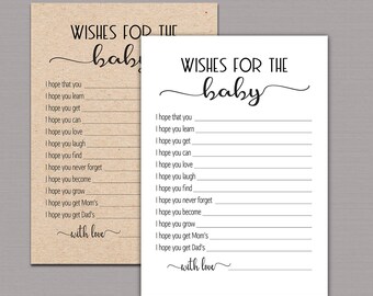 BABY WISH CARDS, wish for baby cards, wishes for baby printable instant download, Rustic Baby Shower Game gender neutral pdf B11