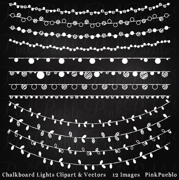 Chalkboard Hanging Lights Clip Art Clipart Chalk Christmas