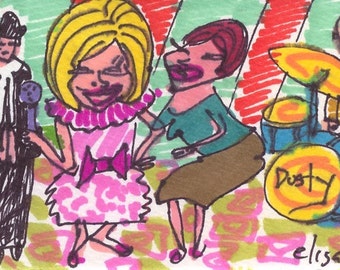 Dusty Springfield ORIGINALTrading Card Art Brut RAW Visionary Naive Elisa ACEO