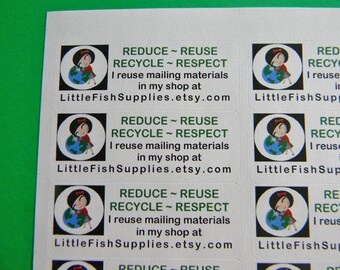 30 PERSONALIZED Go Green Labels. 1 Sheet White 1-Inch Labels. 5398
