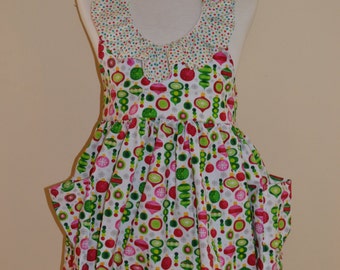 Christmas Ornament Full Apron with Ruffle