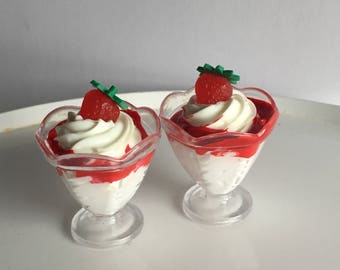 Two Strawberry Doll Sundaes
