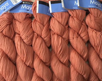 Berroco MAYA Pima +5 Patterns 7.99+1.50ea to Ship - Pima Cotton & Baby Alpaca PAPAYA 5639 - Soft, Drapey Worsted Weight Burnt Orange Yarn.