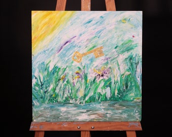 KEY NATURE / original painting on paper canvas 40 cm x 40 cm