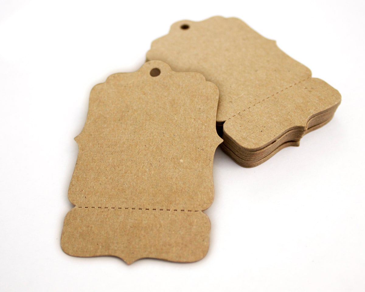 500 Large Perforated Hang Tags Kraft 4 x 2.625