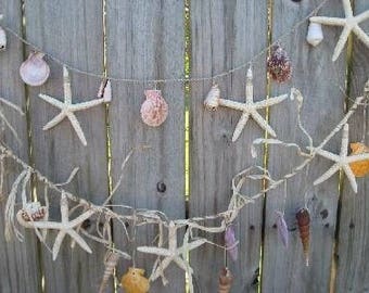 Seashell Garland Strand With Raffia (WW0105-W) (EA)