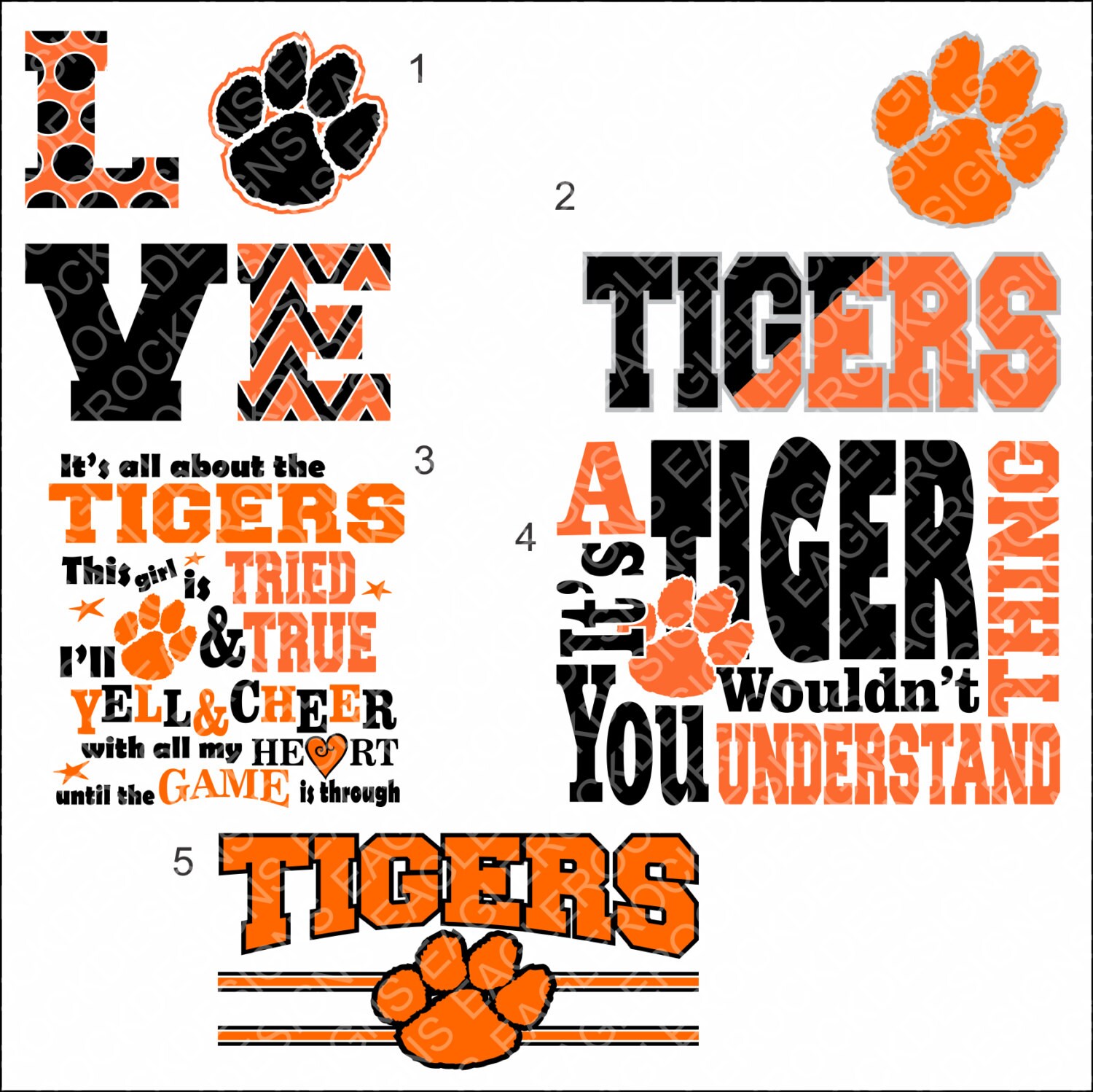 Download Tigers Cut File Bundle SVG DXF EPS Cut File Mascot