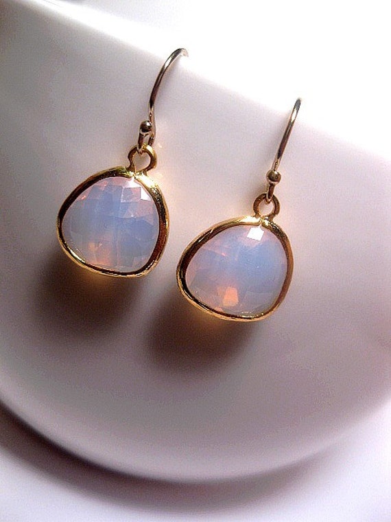 Opal Earrings Gold Earrings Aurora Borealis Glass