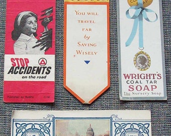 Four Vintage Advertising book marks.