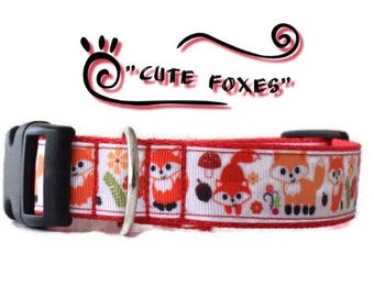 Fox dog collar red, red dog collar, female dog collar, male dog collar, dog collar, girl dog collar, boy dog collar, cute dog collar