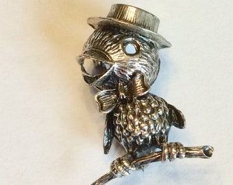 Vintage Sterling Silver Brooch. Bird Pin Sterling Jewelart Jewelry