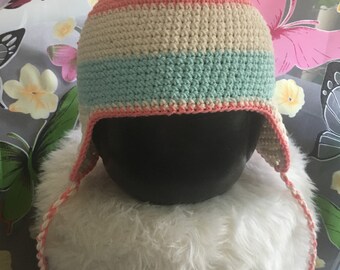 Toddler Beanie w earflaps 100% Cotton