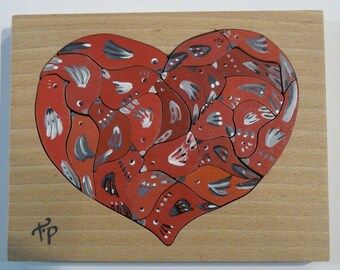 heart red birds 23 pieces