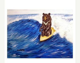 25% off Black Bear Surfing Art Print