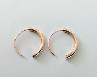 Handmade 14k rose gold fill hoop earrings.