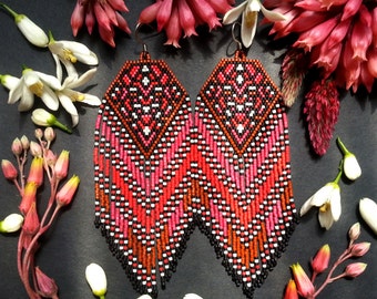 Tangiers (Brown)..Beaded Fringe Earrings