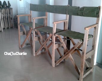 Tris of English folding chairs from Vintage field rare