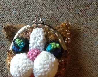 Brown Kitty Change Purse