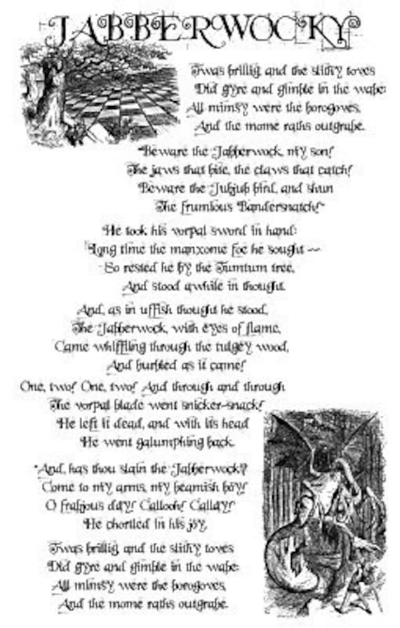 Jabberwocky Lewis Carroll Poem Alice in Wonderland Offset