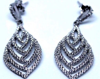 Unique Leaf Dangling Sterling Silver Earrings