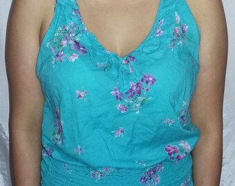 Vintage 90's Women's Summer Floral top Floral Top tank top summer top sleeveless Women's Clothing Size Large