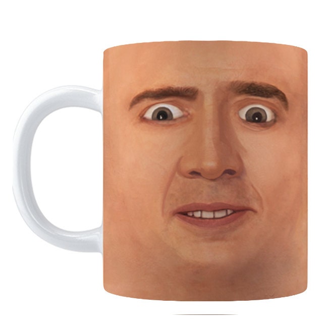 Creepy Nicolas Cage Parody CAGE FACE Coffee MUG 11oz/15oz