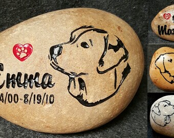 LABRADOR / LAB Memorial Stone approx. 8" or 6" Engraved PERSONALIZED with Name Options: Small Heart-Paw &/or Dates