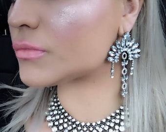Statement Oversized earrings Statement earrings chandelier earrings Crystal Chandelier Earrings boho Earrings Vintage earrings big earrings