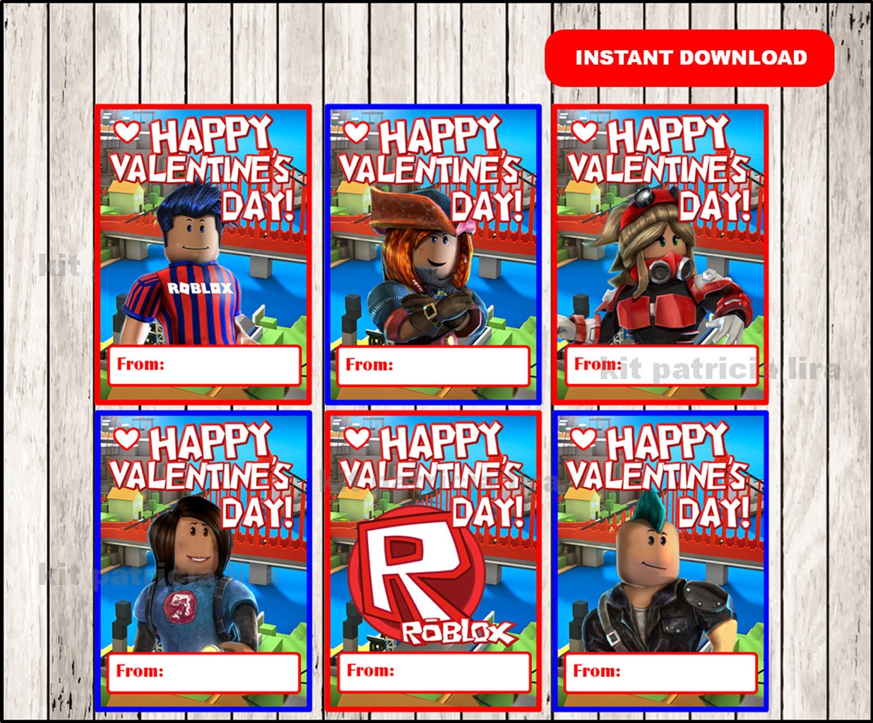 Roblox Valentine's Day Cards instant download Printable