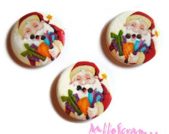 Set of 3 large buttons decorated Christmas 30 mm scrapbooking embellishment 3 *.