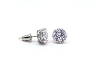 Round Stud Earrings - Cubic Zirconia