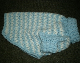 Dog sweaters, Medium size, Dogs, Dog Clothing, Dog Fashions, Pet Lovers, Animal Lovers, Dog accessories, Pets, Blue, White, Crochet