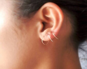 Simple Hoops - SINGLE HOOP - Sterling Silver - Gold Filled - Rose Gold Filled - 10mm Hoops - 7mm Hoops - Small Thin Hoops - Cartilage Hoop