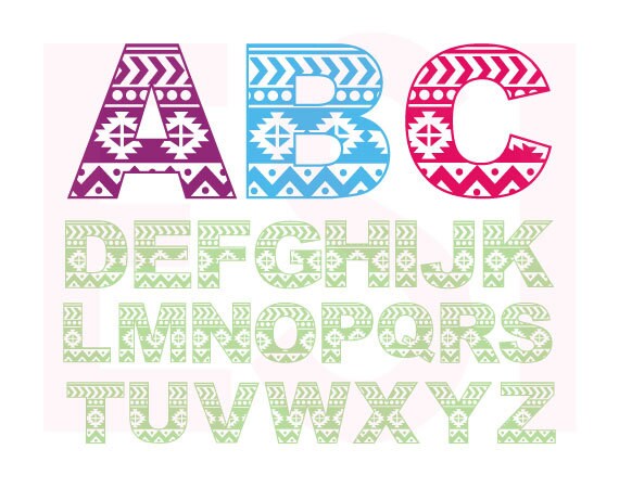 Download Monogram Font svg Aztec Tribal Pattern SVG DXF EPS vinyl