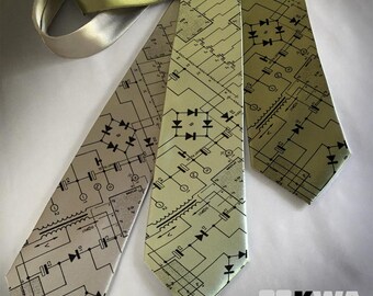 Circuit Board, Printed Neck Ties, Men's Clothing Neck Tie, Computer Geek, Geekery, Science Fiction Gift, Hipster Clothing Accessory, Techie.