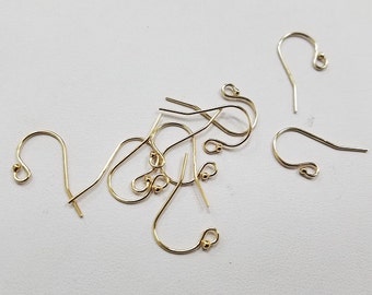 14k Gold Filled Earring Wire with Ball End, 21 Gauge, 1 Pair, USA
