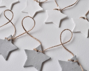 Stars Garland, jute rope garland, 7 white or grey stars, garland with stars, star-shaped garland, kids bedroom decor, babyshower star deco
