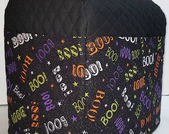 Black Quilted Halloween BOO!! KitchenAid Stand Mixer Cover w/6 Pockets